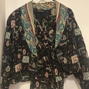 Carol Little Black Patterned Jacket and Dress Set